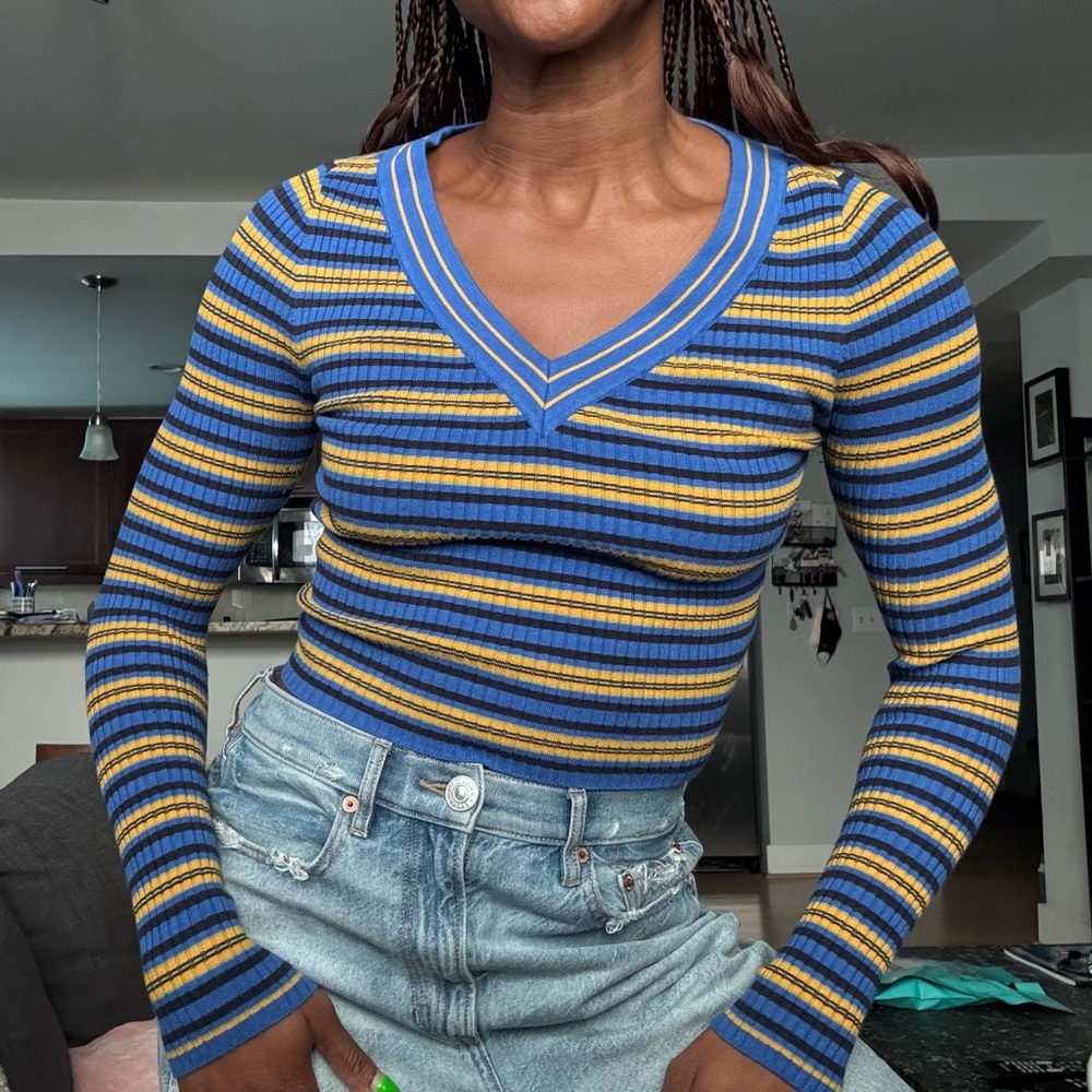 Urban Outfitters BDG Multicolor Striped V-Neck Sweater